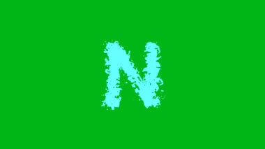 Yeşil ekran arka planında su dalgaları olan İngiliz alfabesi N