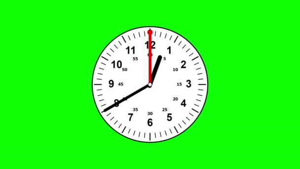 Rápidos Gráficos Movimento Relógio Com Fundo Tela Verde — Vídeo de Stock