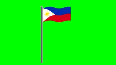 Yeşil ekranlı direkli dalgalı Filipinler bayrağı