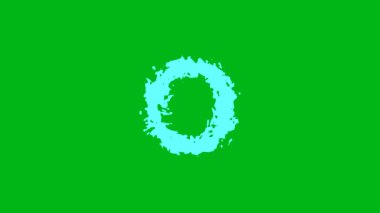 Yeşil ekran arka planında su dalgaları olan O İngilizce alfabesi