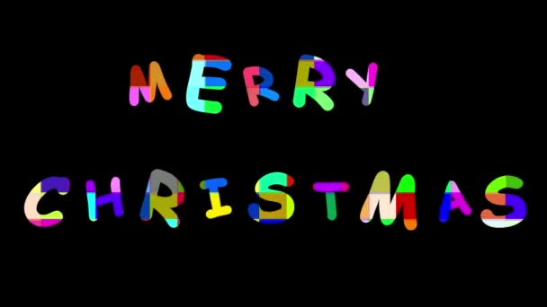 Színes Boldog Karácsonyi Mozgás Grafika Egyszerű Fekete Háttér — Stock videók