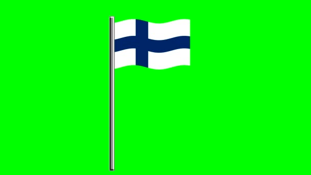 Flaga Wavy Finlandia Biegunem Zielonym Tle Ekranu — Wideo stockowe