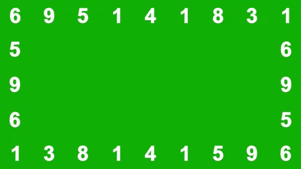Números Digitais Frame Motion Graphics Green Screen Background — Vídeo de Stock