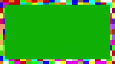 Yeşil ekran arka planına sahip renkli ızgara çerçeve hareketi grafikleri