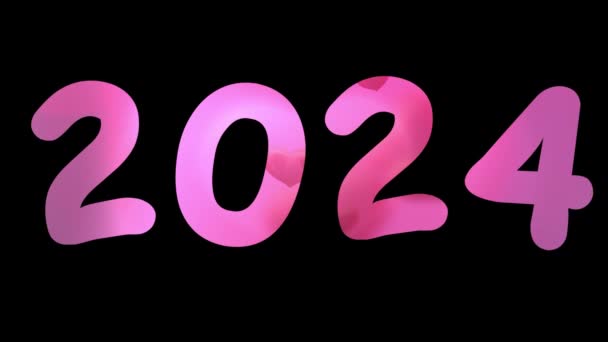 2024 Różowym Efektem Serca Zwykłym Czarnym Tle — Wideo stockowe