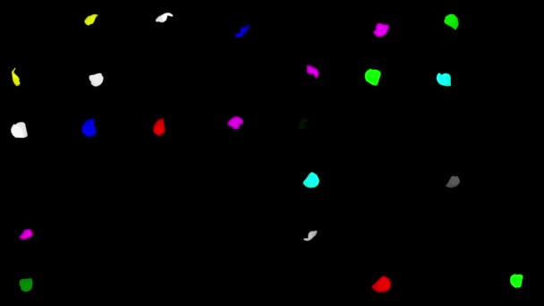Gráficos Movimento Partículas Confete Coloridas Com Fundo Preto Liso — Vídeo de Stock