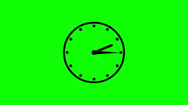 具有绿色屏幕背景的12小时运行时钟运动图形 — 图库视频影像