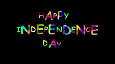 Renkli Mutlu Bağımsızlık Günü düz siyah arkaplan ile metin hareketi grafikleri