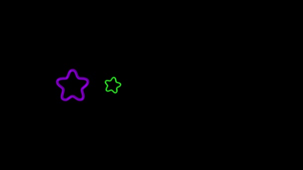 カラフルな5つ星のモーショングラフィックスとプレーンブラックの背景 — ストック動画