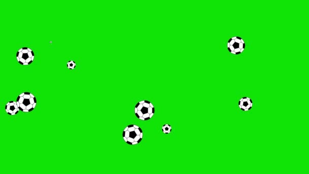 Fotboll Bollar Rörelse Grafik Med Grön Skärm Bakgrund — Stockvideo