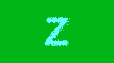 Yeşil ekran arka planında su dalgaları olan İngiliz alfabesi Z
