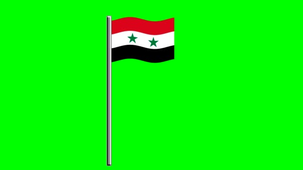 绿色屏幕背景上带有杆子的波威叙利亚国旗 — 图库视频影像