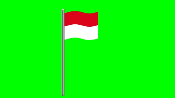 Flaga Wavy Monako Biegunem Zielonym Tle Ekranu — Wideo stockowe