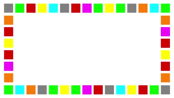 平面白色背景的彩色正方形框架运动图形 — 图库视频影像