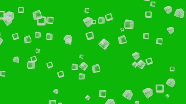 Перемещение Белых Кубиков Графики Движения Зеленым Фоном Экрана — стоковое видео