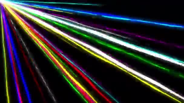 Kleurrijke Lichtstrepen Bewegende Graphics Met Effen Zwarte Achtergrond — Stockvideo