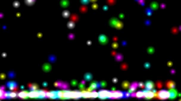Vallende Kleurrijke Glitter Deeltjes Motion Graphics Met Effen Zwarte Achtergrond — Stockvideo