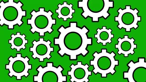 Spinning Gears Motion Graphics Green Screen Background — Stock Video