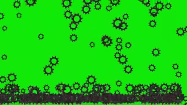 Falling Gears Motion Graphics Green Screen Background — Αρχείο Βίντεο