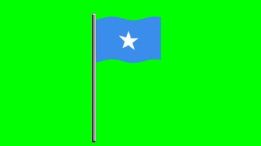 Yeşil ekranlı direkli dalgalı Somali bayrağı