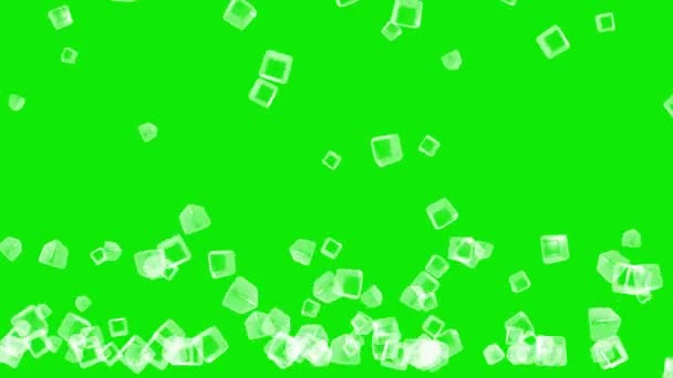Vallende Transparante Blokjes Bewegende Graphics Met Groene Achtergrond Scherm — Stockvideo