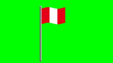 Yeşil ekranlı direkli dalgalı Peru bayrağı