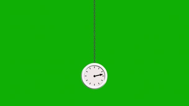 Balançando Pêndulo Relógio Movimento Gráficos Com Fundo Tela Verde — Vídeo de Stock