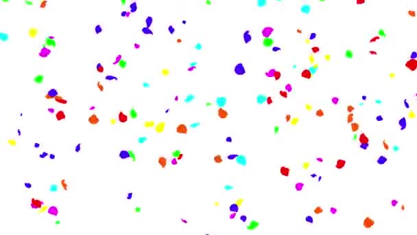 Graphismes Mouvement Particules Confettis Colorés Tombants Avec Fond Blanc Uni — Video