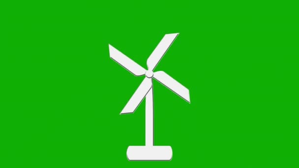 Спінінг Графіки Руху Вітряка Зеленим Екраном Фону — стокове відео