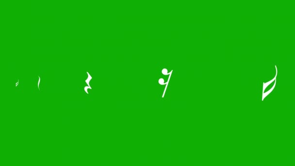 具有绿色屏幕背景的音乐符号线条运动图形 — 图库视频影像