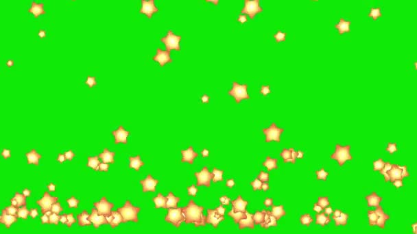 Fallende Goldene Sterne Bewegungsgrafik Mit Grünem Bildschirmhintergrund — Stockvideo