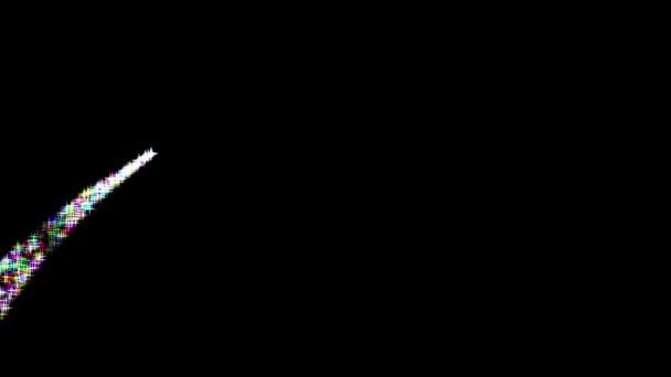 Sade Siyah Arkaplan Üzerinde Yörünge Yolu Olan Renkli Simli Parçacıklar — Stok video