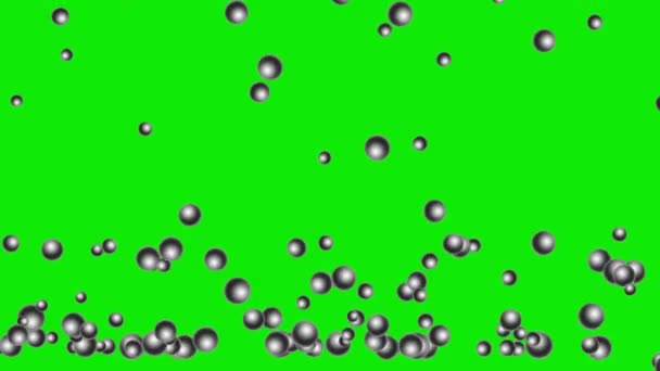 Падающие Металлические Шары Графика Движения Зеленым Фоном Экрана — стоковое видео