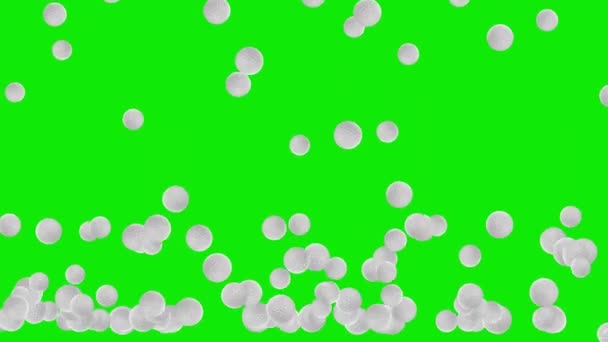 Падающие Мячи Гольфа Движутся Графика Зеленом Фоне Экрана — стоковое видео