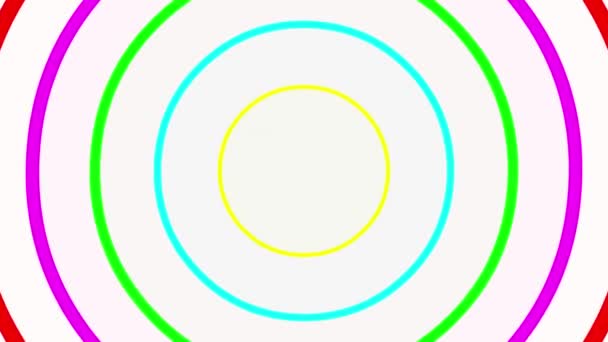 Espandere Cerchi Colorati Grafica Movimento Con Sfondo Bianco Pianura — Video Stock