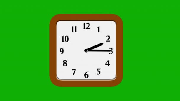 Velocidade Execução Relógio Com Horas Tempo Fundo Tela Verde — Vídeo de Stock