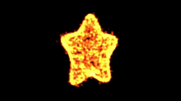 Spinnender Stern Mit Feuerpartikeln Auf Schlichtem Schwarzem Hintergrund — Stockvideo