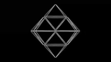 Düz siyah arkaplana sahip 3d geniş açılı sekizgen hareketli grafikler