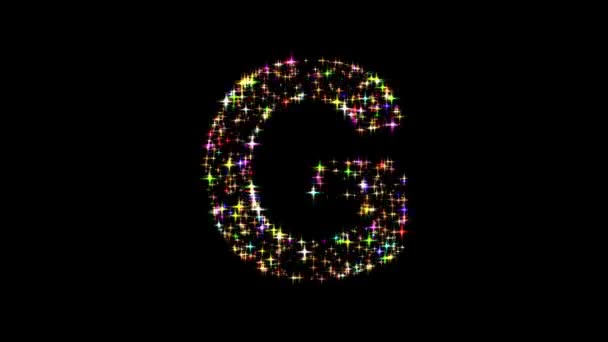 검은색 배경에 다채로운 반짝이 스파클 알파벳 — 비디오