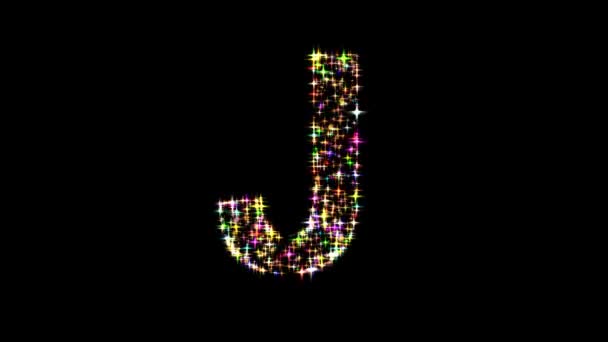Russian Alphabet Colorful Glitter Sparkles Plain Black Background — стоковое видео