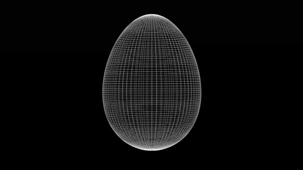 纯黑色背景旋转3D线框卵子运动图形 — 图库视频影像