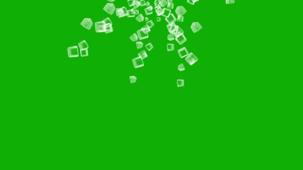 具有绿色屏幕背景的透明立方体运动图形的下降 — 图库视频影像
