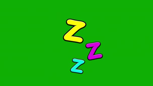 Snoring Símbolo Zzz Movimento Gráficos Com Fundo Tela Verde — Vídeo de Stock