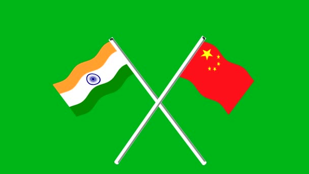 中印友谊标志着绿色屏幕背景的运动图形 — 图库视频影像