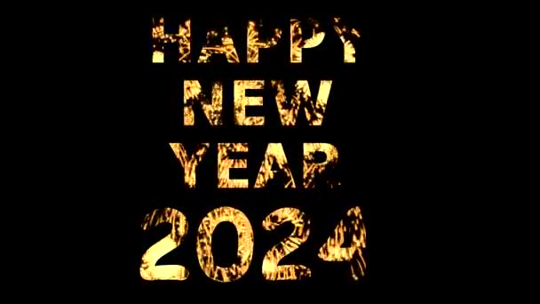 Felice Anno Nuovo 2024 Con Effetto Fuochi Artificio Sfondo Nero — Video Stock