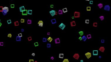 Sade siyah arkaplanı olan renkli küp hareketli grafikler