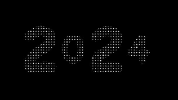 明るい黒の背景に輝く輝きを持つ2024年 — ストック動画