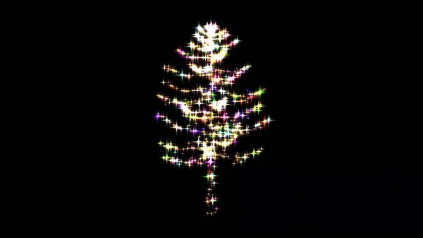 Όμορφη Απεικόνιση Του Χριστουγεννιάτικου Δέντρου Πολύχρωμο Glitter Λάμπει Απλό Μαύρο — Φωτογραφία Αρχείου
