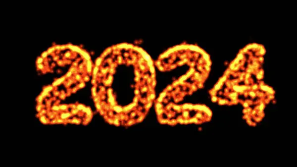 Прекрасна Ілюстрація 2024 Року Вогняними Частинками Звичайному Чорному Тлі — стокове фото