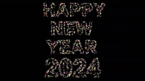 Красивая Иллюстрация Счастливого Нового 2024 Года Яркими Блестками Обычном Черном — стоковое фото